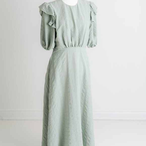 En Saison - Ruffled Puffed-Sleeve Midi Dress, size M - Picture 3 of 3